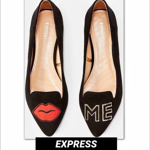 Express Shoes - EXPRESS•KISS ME EMBROIDERED FLATS 💋